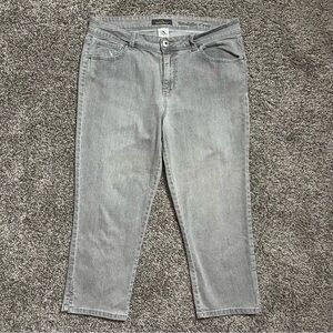 Jordache Straight Crop Grey Stretch Denim Jeans Size 14